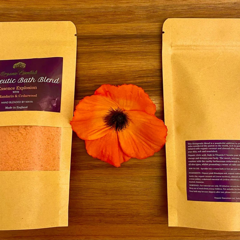 Mandarin & Cedarwood Luxury Natural Bath Blend Eco-Pouch – Relaxing Aromatherapy Bath Soak with Essential Oils