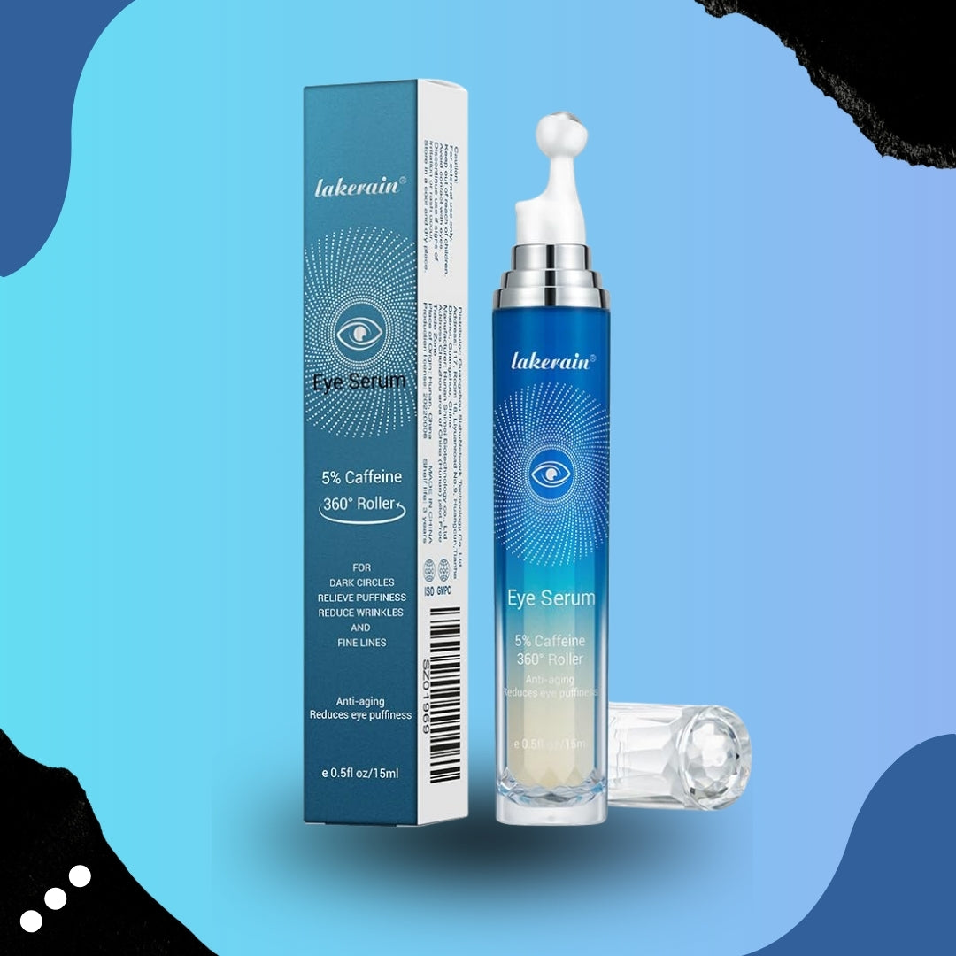 5% Caffeine Under Eye Cream – Dark Circles, Puffiness & Wrinkles Treatment with 360° Massage Roller