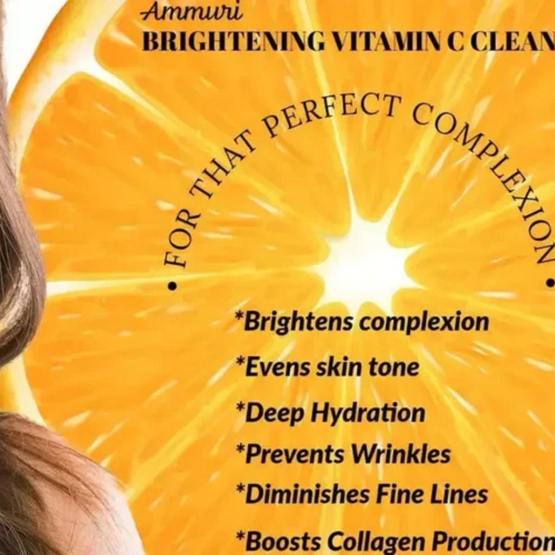 Ammuri Vitamin C Facial Cleanser 100ml – Brightening Daily Face Wash with Antioxidants for Radiant, Hydrated Skin