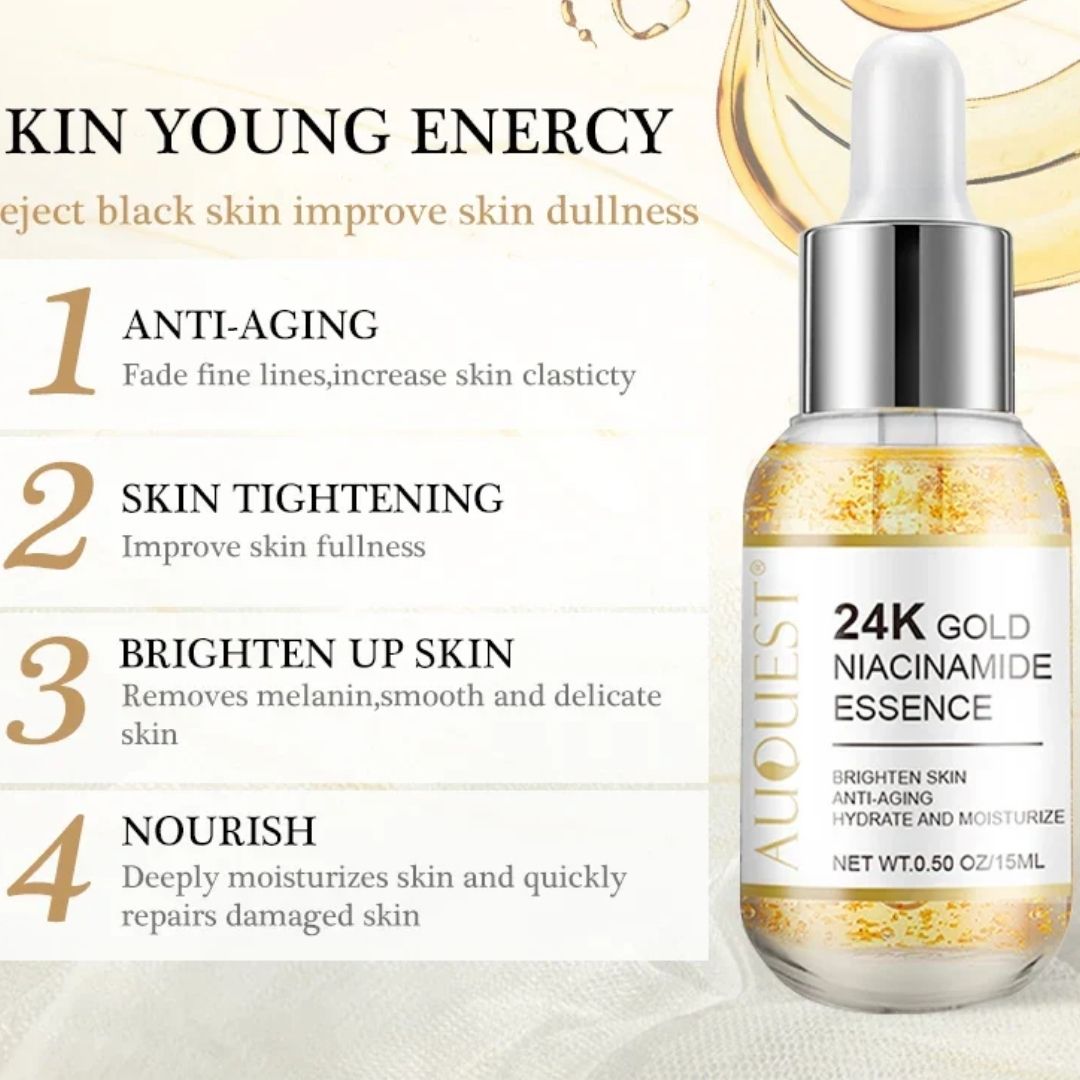 AUQUEST Anti-Wrinkle Facial Products Kit – 24K Gold Retinol Skincare Set for Dark Spots, Eye Bags & Firming