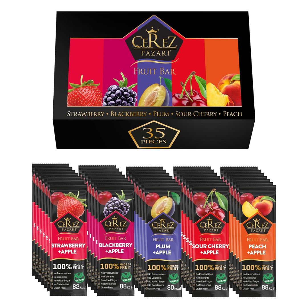Mixed Dried Fruit Roll Ups Multipack – Strawberry, Blackberry, Plum, Sour Cherry & Peach Fruit Snacks 25g x 35