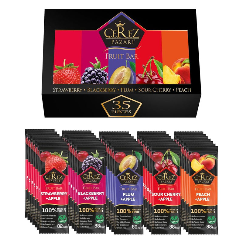 Mixed Dried Fruit Roll Ups Multipack – Strawberry, Blackberry, Plum, Sour Cherry & Peach Fruit Snacks 25g x 35