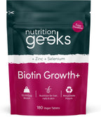 Biotin Hair Growth Supplement - 180 Vegan Tablets Enhanced with Zinc & Selenium, Hair Vitamins Complex - Biotin 10000 mcg - Hair Skin and Nails Vitamins for Women & Men