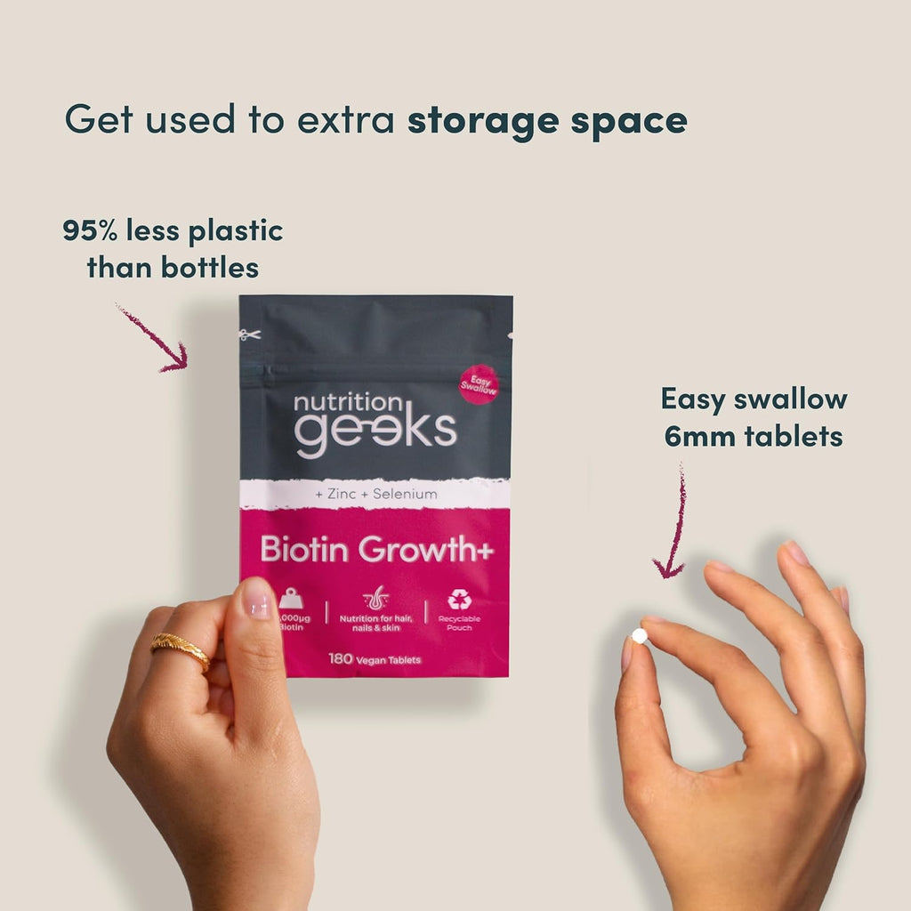 Biotin Hair Growth Supplement - 180 Vegan Tablets Enhanced with Zinc & Selenium, Hair Vitamins Complex - Biotin 10000 mcg - Hair Skin and Nails Vitamins for Women & Men