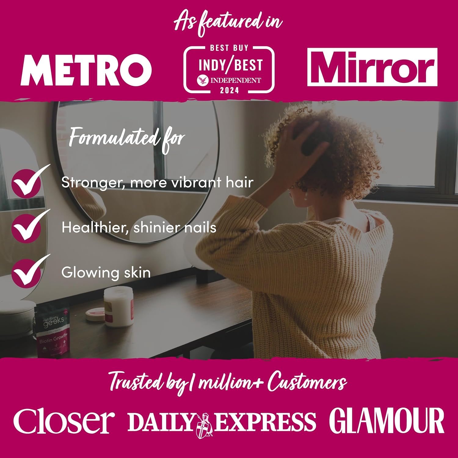 Biotin Hair Growth Supplement - 180 Vegan Tablets Enhanced with Zinc & Selenium, Hair Vitamins Complex - Biotin 10000 mcg - Hair Skin and Nails Vitamins for Women & Men