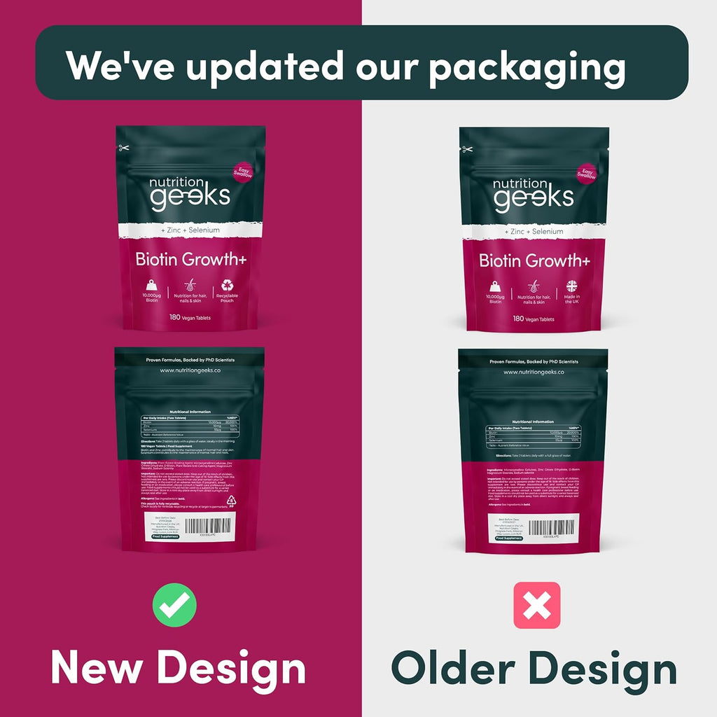 Biotin Hair Growth Supplement - 180 Vegan Tablets Enhanced with Zinc & Selenium, Hair Vitamins Complex - Biotin 10000 mcg - Hair Skin and Nails Vitamins for Women & Men