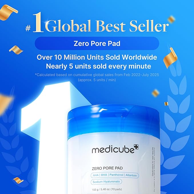 medicube Zero Pore Pads 2.0, Dual-Textured Facial Toner Pads for Exfoliation and Pore Care with 4.5% AHA Lactic Acid & 0.45% BHA Salicylic Acid, Ideal for All Skin Types, Korean Skin Care