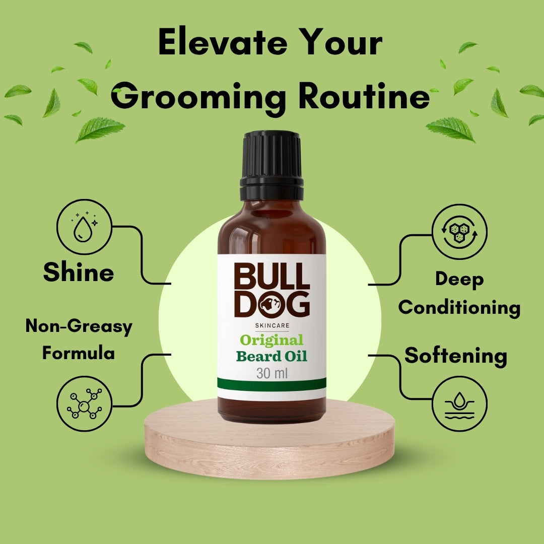 Bulldog Skincare Original Beard Oil, Men's Grooming, Beard Moisturiser for Softer, Supple Beards, 30g