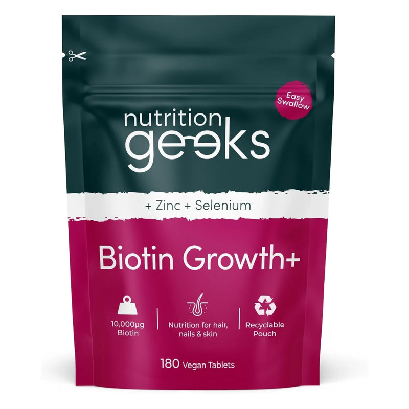 Biotin Hair Growth Supplement - 180 Vegan Tablets Enhanced with Zinc & Selenium, Biotin 10000 mcg - for Women & Men