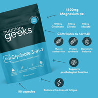 Magnesium Glycinate 3-in-1 Complex 1800mg – High Absorption Bisglycinate, Citrate & Malate – 384mg Elemental Magnesium – 90 Vegan Capsules (UK Health Supplement)