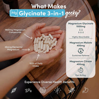 Magnesium Glycinate 3-in-1 Complex 1800mg – High Absorption Bisglycinate, Citrate & Malate – 384mg Elemental Magnesium – 90 Vegan Capsules (UK Health Supplement)